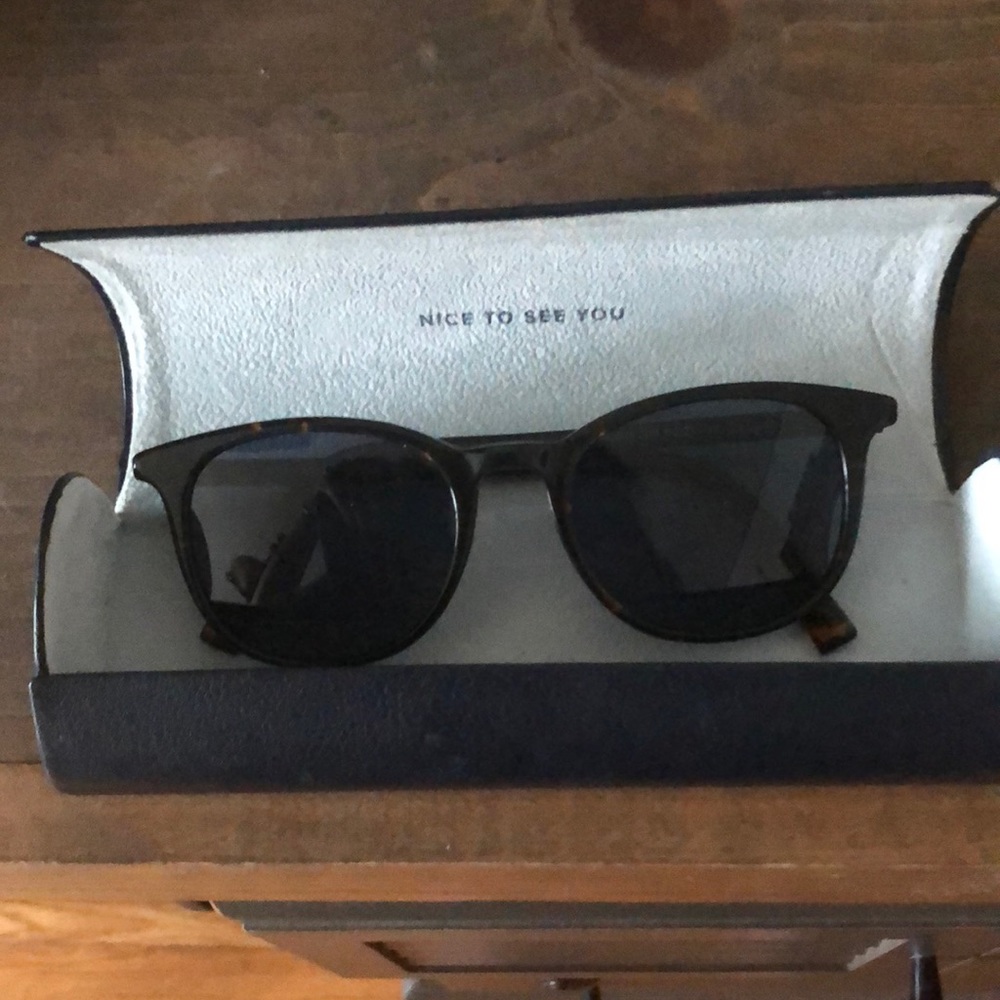 Warby Parker Durand frames - tortoise frame with blue tinted lenses